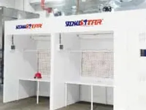 Cabine de peinture ouverte à double flux